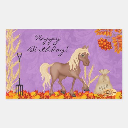 Pretty Horse in Autumn Leaves Birthday Sticker