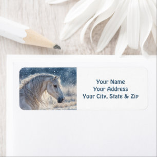 Pretty Horse in the Snow Christmas Holiday Return Label
