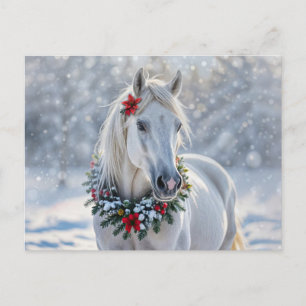 Pretty Horse in the Snow Seasons Greetings Holiday Postcard