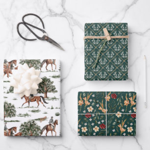 Pretty Horse Jockey Riding Birthday Wrapping Paper Sheets