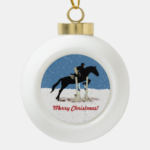 Pretty Horse Jumping Christmas Ceramic Ball Christmas Ornament