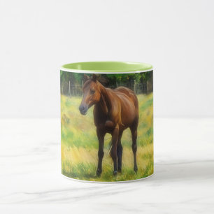 Pretty Horse on a Farm Horse Art Mug Cup