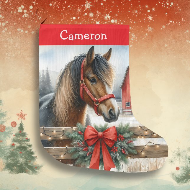 Pretty Horse Personalized Large Christmas Stocking (Creator Uploaded)