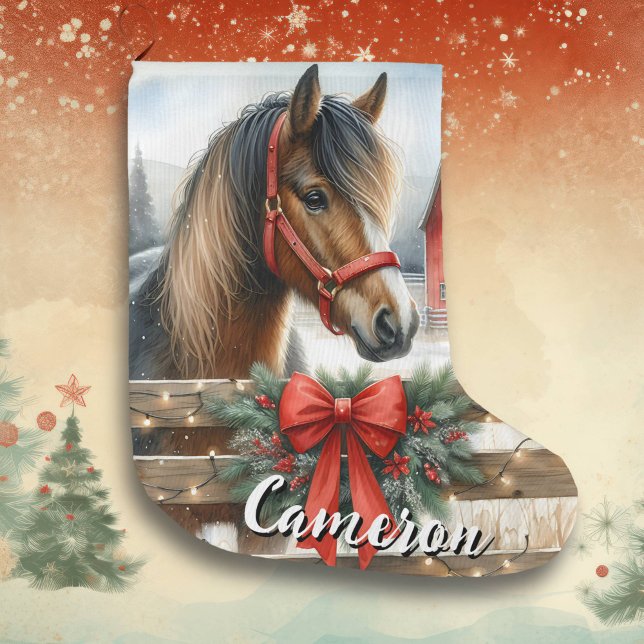 Pretty Horse Personalized Large Christmas Stocking (Creator Uploaded)