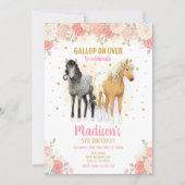 Pretty Horses and Flowers Birthday Invitation  (Front)