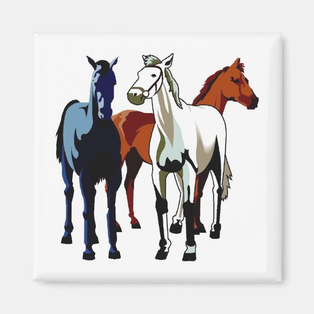 Pretty Horses Standing Tall Magnet (Front)