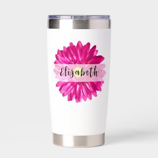 Pretty Hot Pink Daisy Custom Name and Monogram