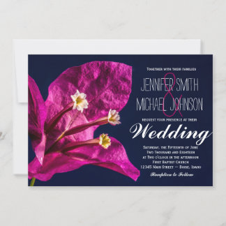 Pretty Hot Pink Fuchsia Flower Wedding Invitations