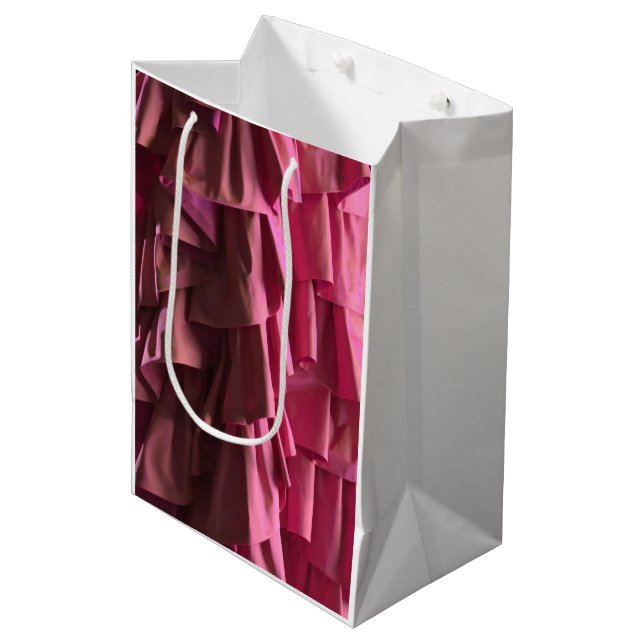 Pretty Hot Pink Glam Ruffles Pattern Modern Medium Gift Bag (Front Angled)