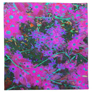 Pretty Hot Pink, Magenta and Aqua Blue Flowers Cloth Napkin