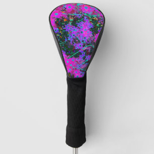 Pretty Hot Pink, Magenta and Aqua Blue Flowers Golf Head Cover