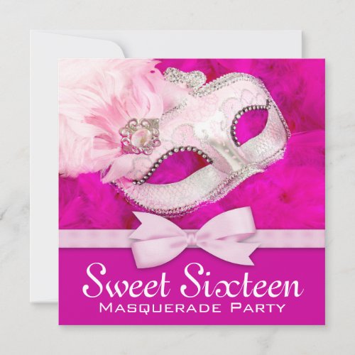 Hot Pink Masquerade Party Invitations