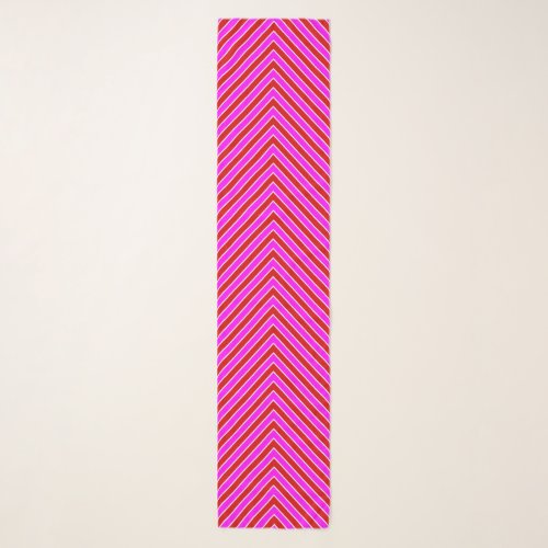 Pretty Hot Pink Red Chevron Stripes Scarf