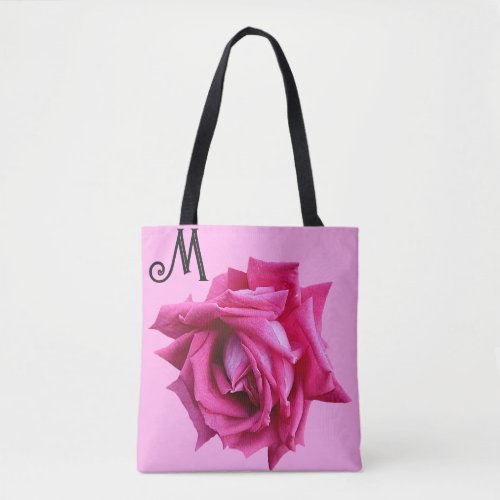 Pretty hot pink rose floral boho fashion girly  tote bag
