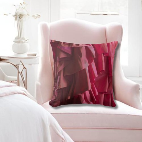 Pretty Hot Pink Silk Ruffles Pattern Modern Throw Pillow