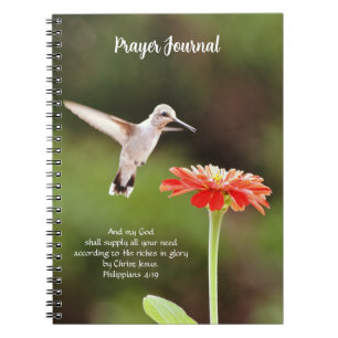 Pretty Hummingbird and Flower Faith Journal