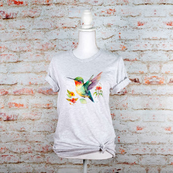 Pretty Hummingbird Graphic  T-shirt by PaintedDreamsDesigns at Zazzle