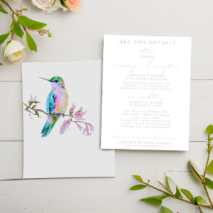 Pretty Hummingbird Wedding Details Enclosure Cards