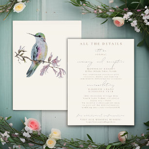 Pretty Hummingbird Wedding Details Enclosure Cards
