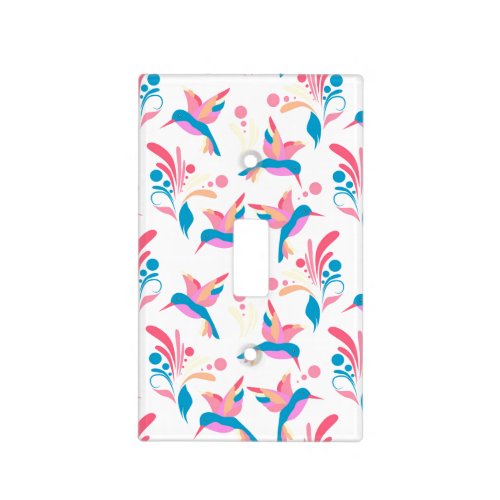 Pretty Hummingbirds Pastel Pink Blue Pattern Light Switch Cover