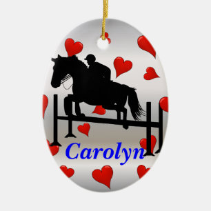 Pretty Hunter Jumper Horse & Rider Ceramic Ornament