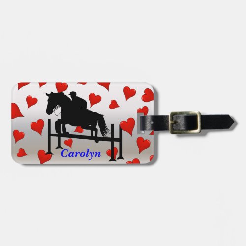 Pretty Hunter Jumper Horse  Rider Luggage Tag