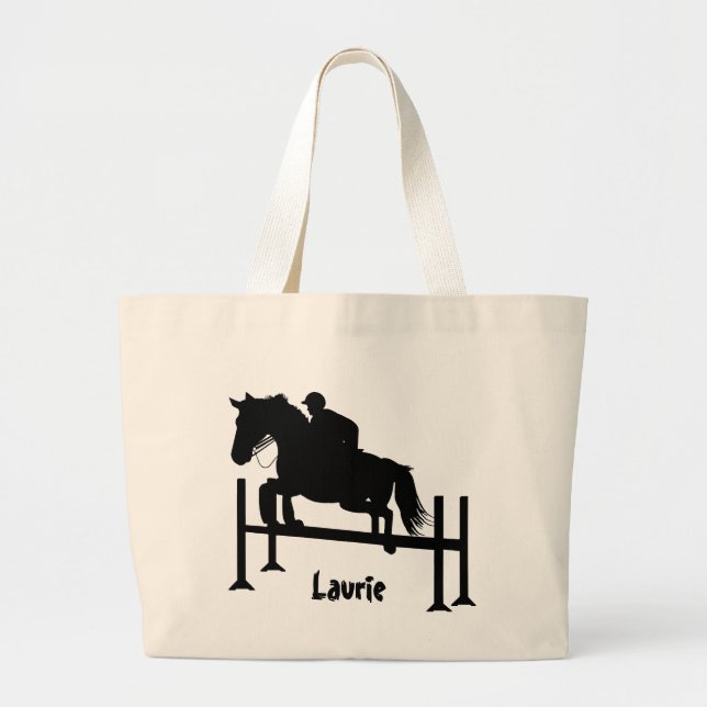 Pretty Hunter Jumper Silhouette Large Tote Bag (Front)