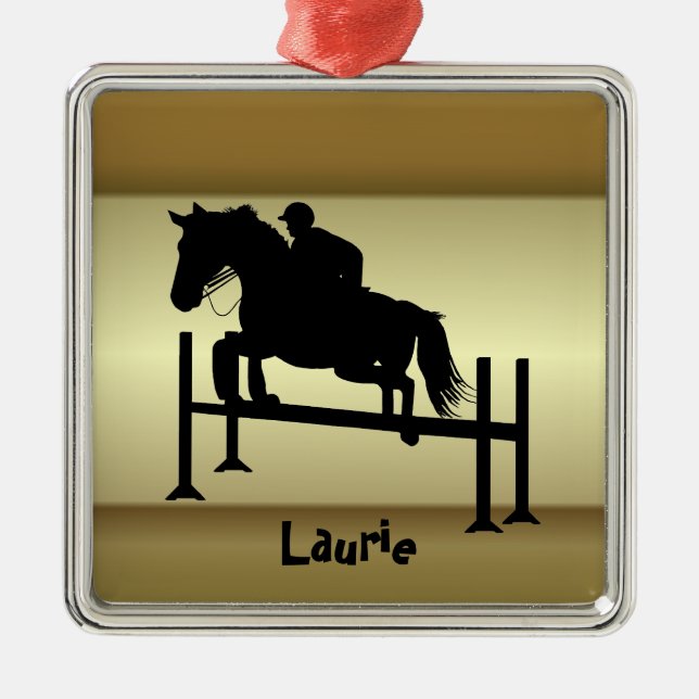 Pretty Hunter Jumper Silhouette Metal Ornament (Front)