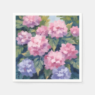 Pretty Hydrangea Blooms Floral Watercolor Napkins