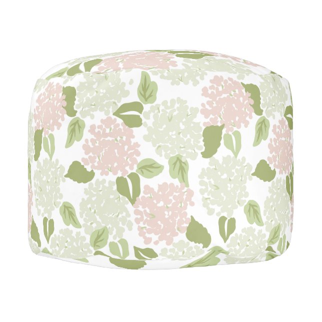 Pretty hydrangea floral preppy classic  pouf (Right)