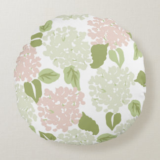 Pretty hydrangea floral preppy classic round pillow