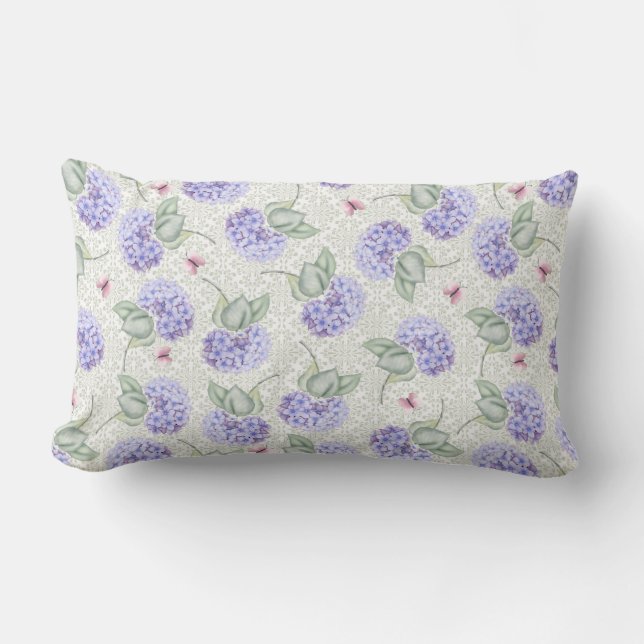 Pretty Hydrangea Lumbar Pillow (Front)