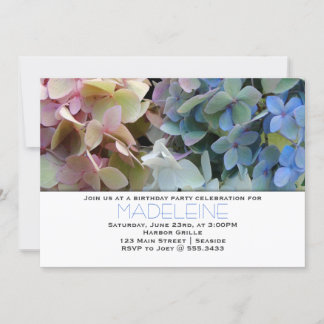 Pretty Hydrangeas Floral Birthday Party Invitation