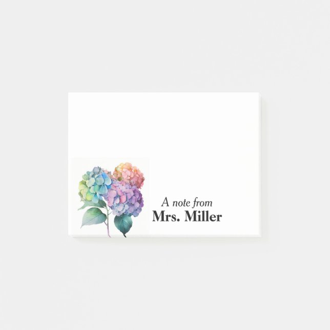 Pretty Hydrangeas Personalized Post-it Notes (Front)