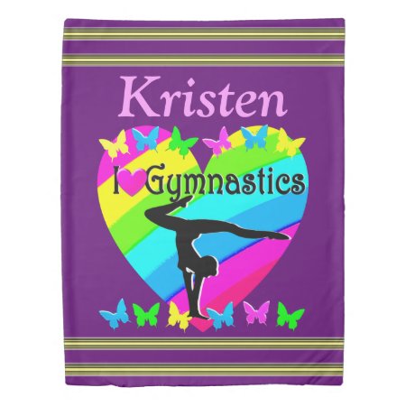 Pretty I Love Gymnastics Personalized Duvet