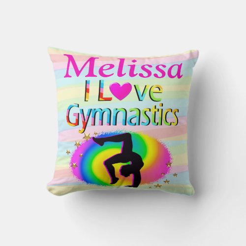 PRETTY I LOVE GYMNASTICS PERSONALIZED PILLOW