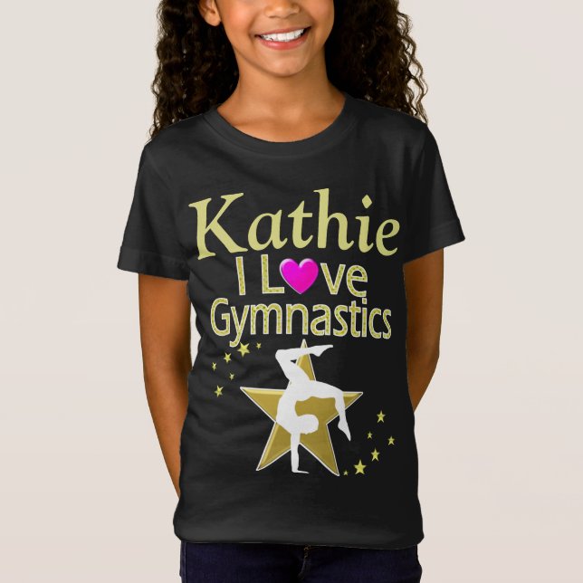 PRETTY I LOVE GYMNASTICS PERSONALIZED T SHIRT (Front)