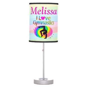 Pretty I Love Gymnastics Personalized Table Lamp by MySportsStar at Zazzle