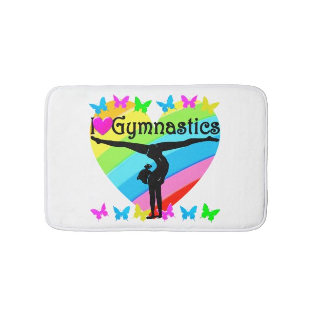 PRETTY I LOVE GYMNASTICS RAINBOW DESIGN BATHROOM MAT (Front)
