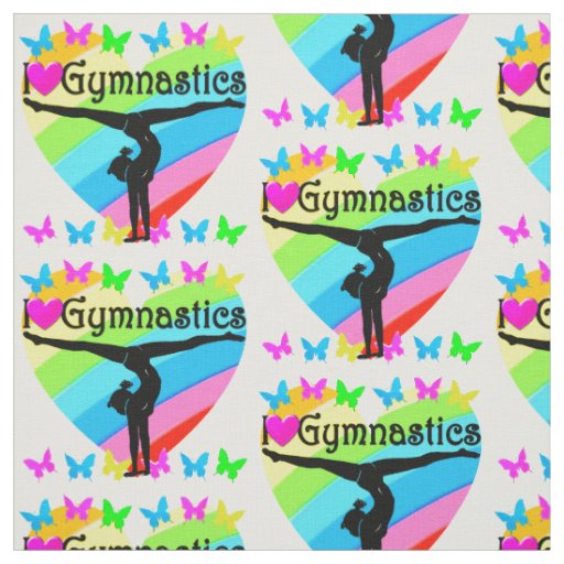 PRETTY I LOVE GYMNASTICS RAINBOW DESIGN FABRIC