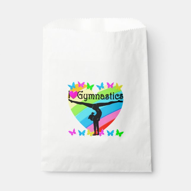 PRETTY I LOVE GYMNASTICS RAINBOW DESIGN FAVOR BAG (Front)
