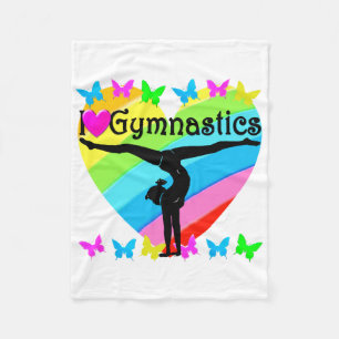 PRETTY I LOVE GYMNASTICS RAINBOW DESIGN FLEECE BLANKET