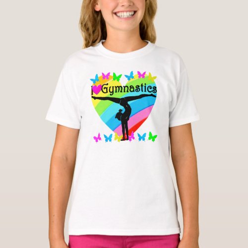 PRETTY I LOVE GYMNASTICS RAINBOW DESIGN T_Shirt