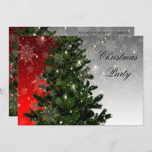 Pretty Ice Flakes  Fur Tree Christmas Invitation
