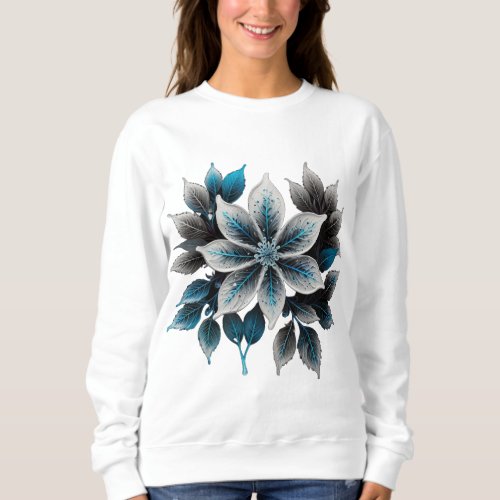 pretty ice flowers and leaves sweatshirt