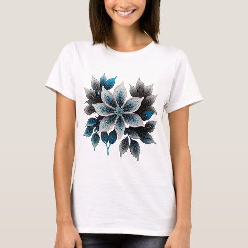 pretty ice flowers and leaves T_Shirt