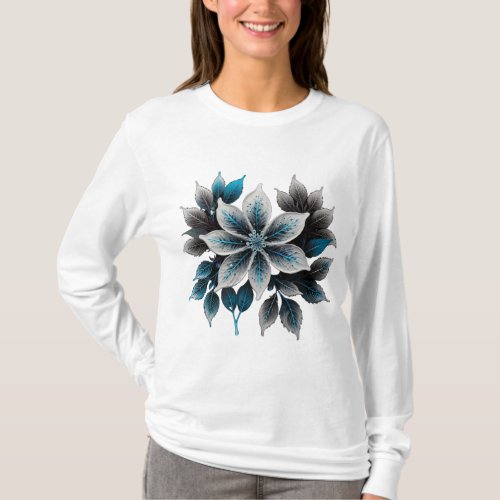 pretty ice flowers and leaves T_Shirt