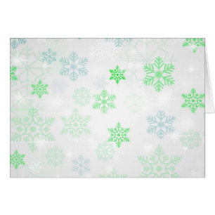 Pretty Icy Snowflake Background - Green Cards