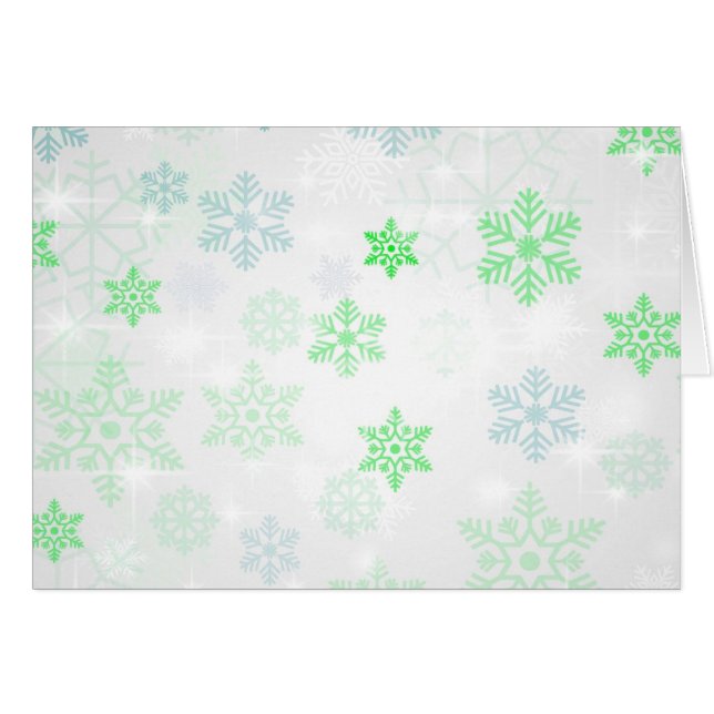 Pretty Icy Snowflake Background - Green  Cards (Front Horizontal)