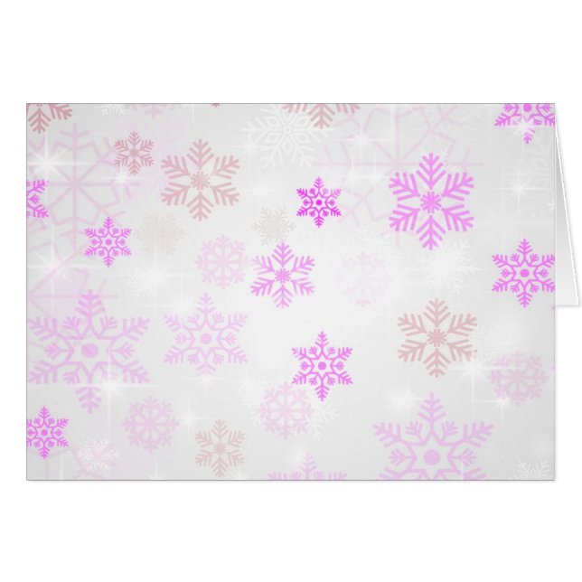 Pretty Icy Snowflake Background - Pink Cards (Front Horizontal)